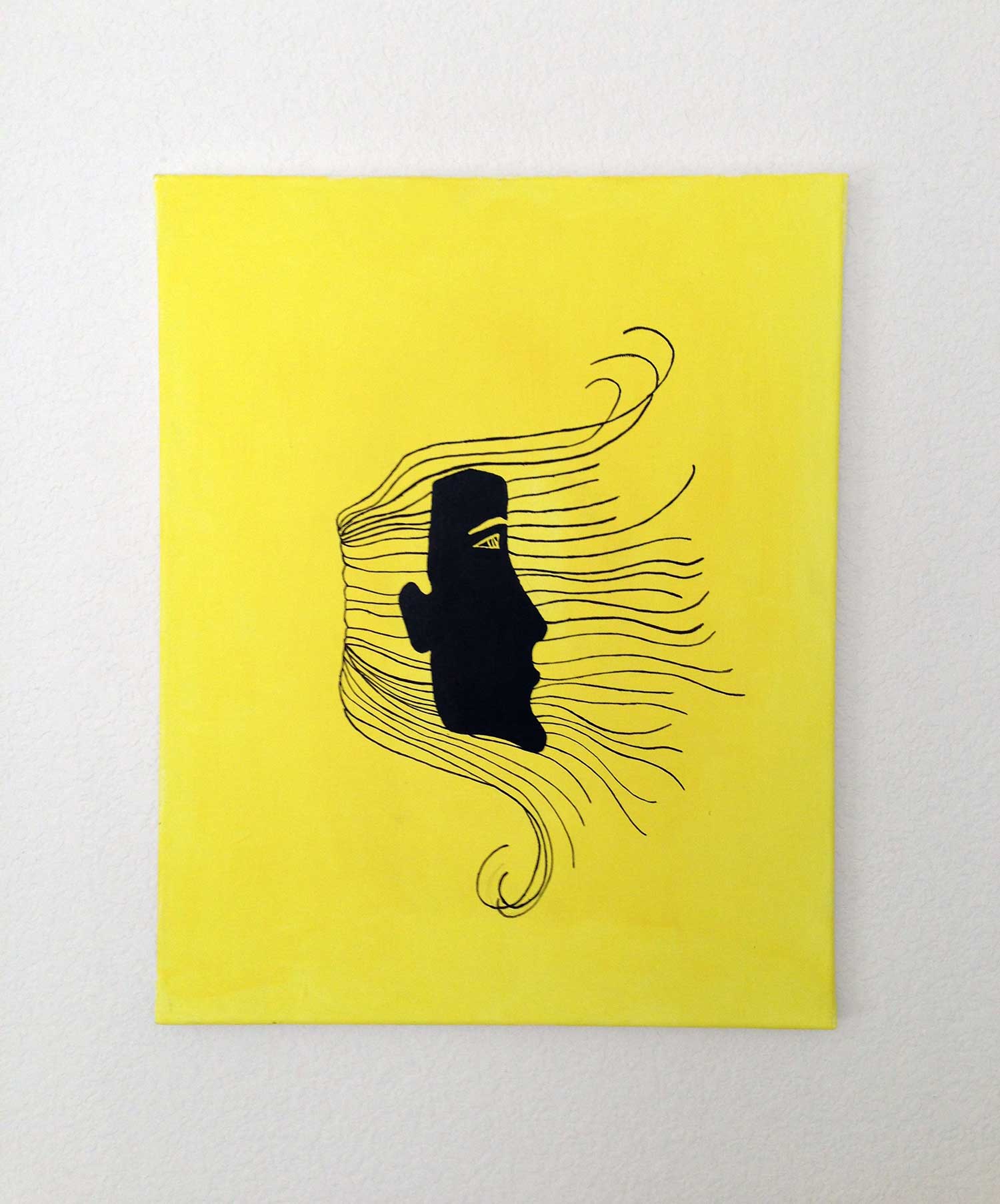 abstract profile of girl on yellow background